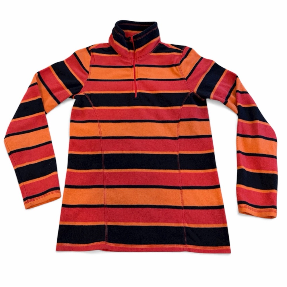 Old Navy Women’s M Vibrant Orange and Navy Blue Fleece Pullover 1/4 Zip